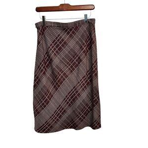 Lux Women's A-Line Knee Length Skirt Size 9 Maroon Check Casual‎